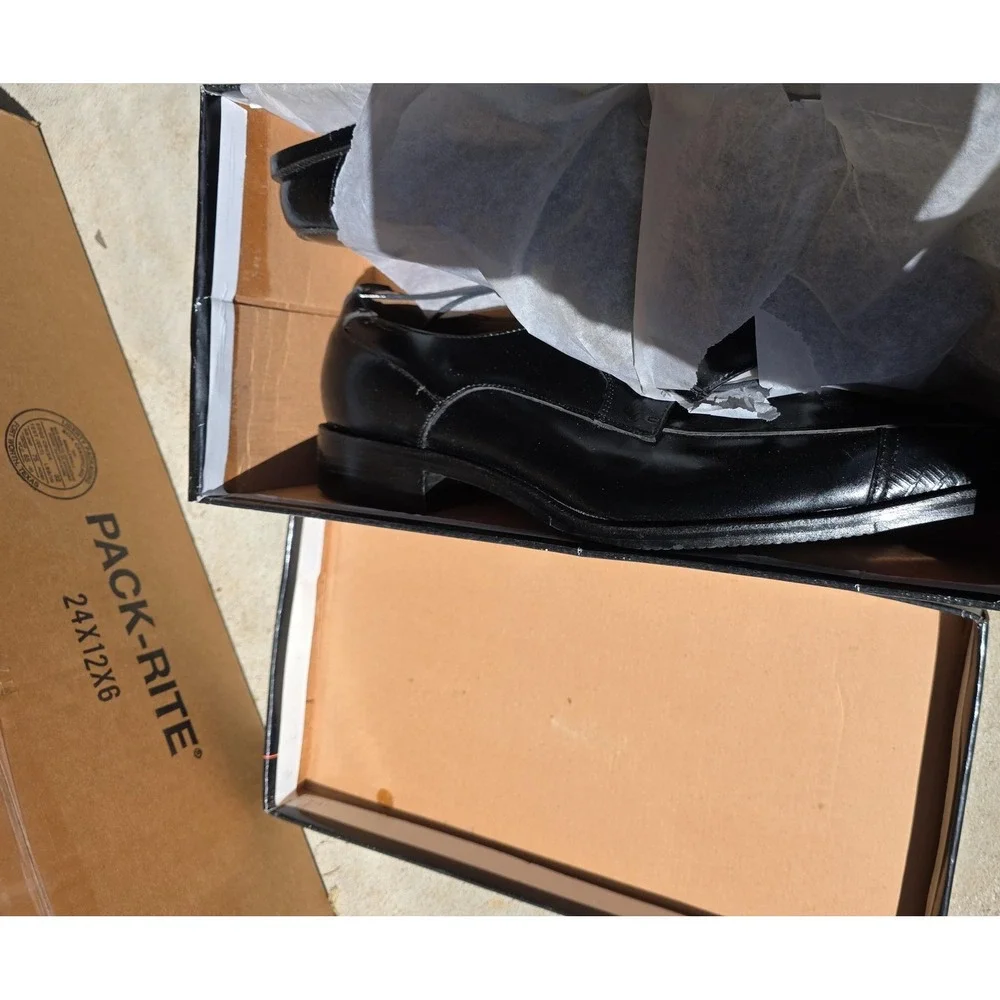 Botany 500 Shoes Mens Size 13‎ Black Leather Derby Lace Up Square Toe 48886-02